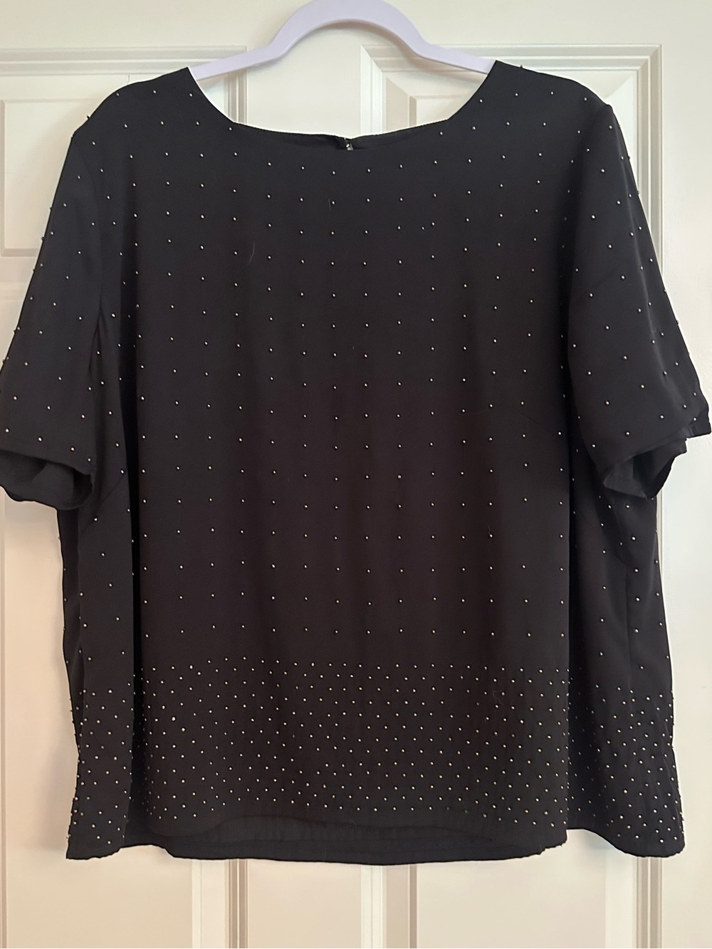 Chico’s Black Label Studded Black Top Size 3 (16/18)